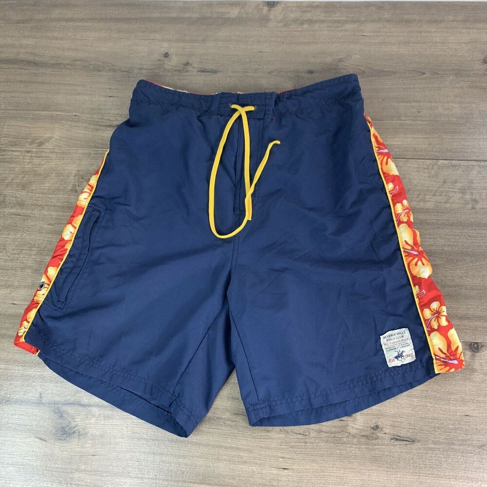 Beverly Hill Polo Club Mens Swim Trunks Shorts Sz Large Floral Surf Drawstring
